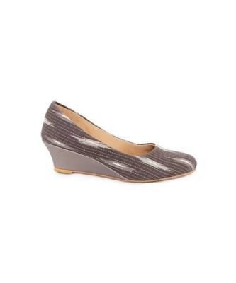 Brown solid textile heeled womens footwear 3