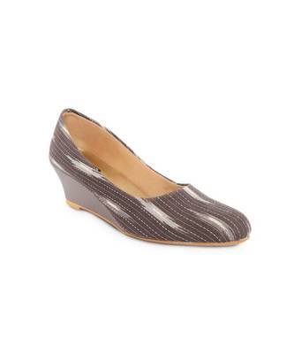 Brown solid textile heeled womens footwear 4