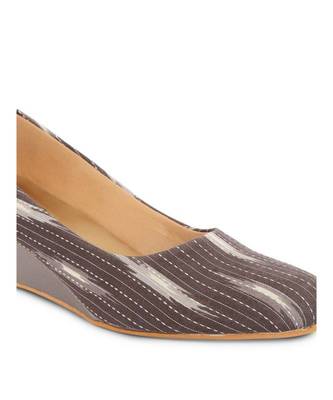 Brown solid textile heeled womens footwear 5
