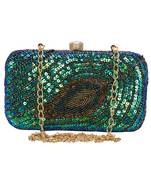 Anekaant Ethnique Blue and Green Party Clutch Bag