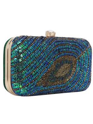 Anekaant Ethnique Blue and Green Party Clutch Bag 2