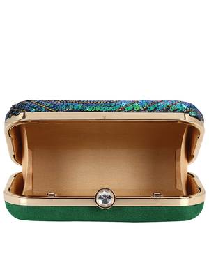 Anekaant Ethnique Blue and Green Party Clutch Bag 4