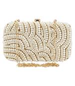 Anekaant Ethnique Gold and White Party Clutch Bag