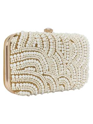 Anekaant Ethnique Gold and White Party Clutch Bag 2
