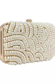  Ethnique Gold and White Party Clutch Bag