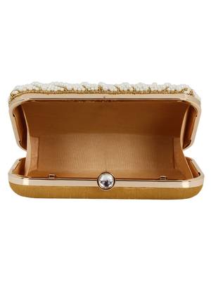 Anekaant Ethnique Gold and White Party Clutch Bag 4