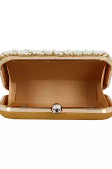  Ethnique Gold and White Party Clutch Bag