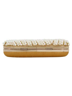 Anekaant Ethnique Gold and White Party Clutch Bag 5