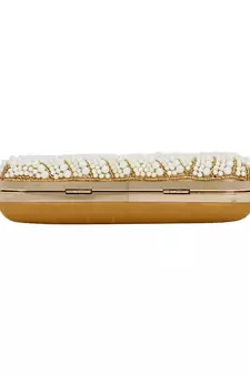  Ethnique Gold and White Party Clutch Bag