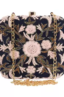 Anekaant Ethnique Blue and Multicoloured Party Clutch Bag