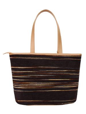 Anekaant Wooly Striped Cotton Velvet Shaulder Bag Brown 3