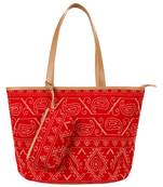 Anekaant Novus Cotton Jacquard Shoulder Bag Red