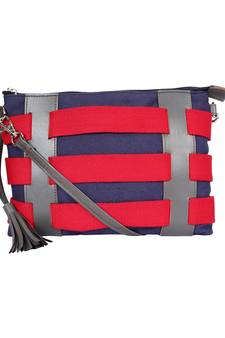 Anekaant Twine Striped Canvas Sling Bag Navy Blue