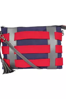 Anekaant Twine Striped Canvas Sling Bag Navy Blue