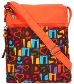 Anekaant La Borsa Alphabet Print Canvas Sling Bag Orange