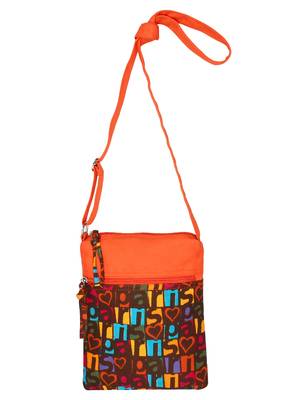 Anekaant La Borsa Alphabet Print Canvas Sling Bag Orange 4