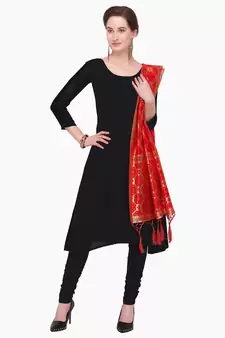 Red Zari Woven Jacquard Dupatta