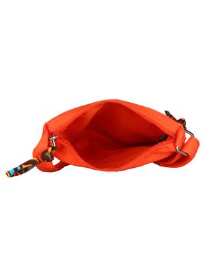 Anekaant La Borsa Alphabet Print Canvas Sling Bag Orange 5
