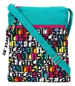 Anekaant La Borsa Alphabet Print Canvas Sling Bag Turquoise