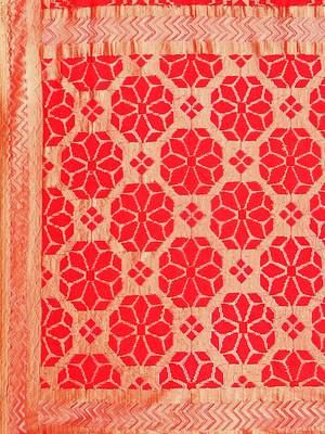 Red Zari Woven Jacquard Dupatta 4