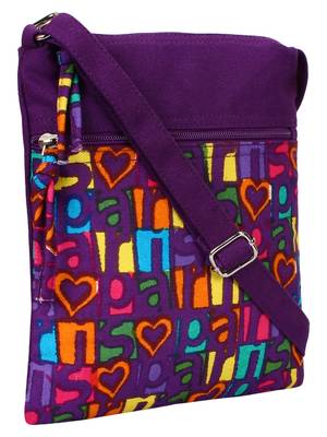 Anekaant La Borsa Alphabet Print Canvas Sling Bag Purple 2