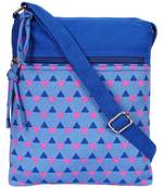 Anekaant La Borsa Geometric Print Canvas Sling Bag Royal Blue