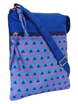 Anekaant La Borsa Geometric Print Canvas Sling Bag Royal Blue 2