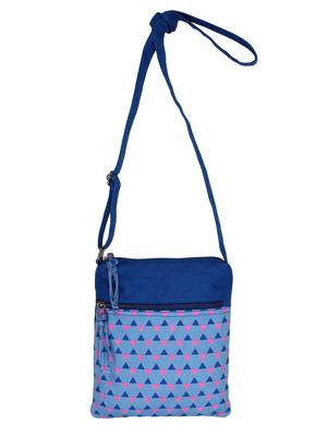 Anekaant La Borsa Geometric Print Canvas Sling Bag Royal Blue 4