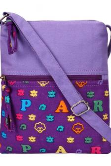 Anekaant La Borsa Alphabet Print Canvas Sling Bag Purple