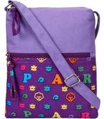 Anekaant La Borsa Alphabet Print Canvas Sling Bag Purple