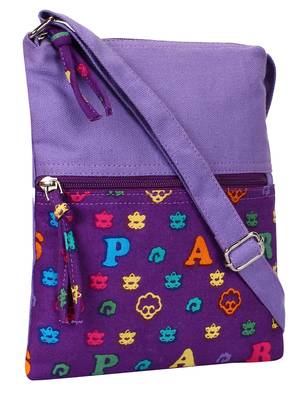 Anekaant La Borsa Alphabet Print Canvas Sling Bag Purple 2
