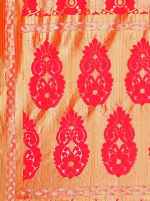 Light Red Zari Woven Jacquard Dupatta 4