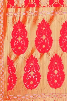 Light Red Zari Woven Jacquard Dupatta