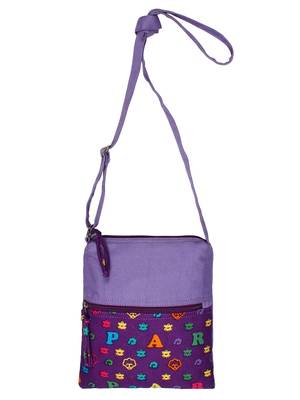 Anekaant La Borsa Alphabet Print Canvas Sling Bag Purple 4