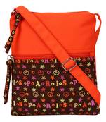 Anekaant La Borsa Alphabet Print Canvas Sling Bag Orange