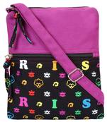 Anekaant La Borsa Alphabet Print Canvas Sling Bag Magenta and Black