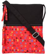 Anekaant La Borsa Alphabet Print Canvas Sling Bag Black and Red