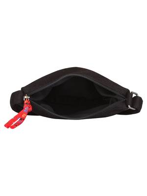 Anekaant La Borsa Alphabet Print Canvas Sling Bag Black and Red 5
