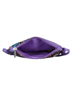 Anekaant La Borsa Print Canvas Sling Bag Purple 5