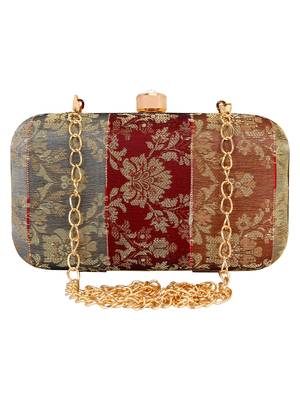 Anekaant Miniaudiere Party Clutch Bag Wine and Multicolour 1