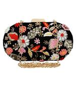 Anekaant Ethnic Embroidered Party Clutch Bag Black and Multicolour
