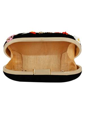 Anekaant Ethnic Embroidered Party Clutch Bag Black and Multicolour 4
