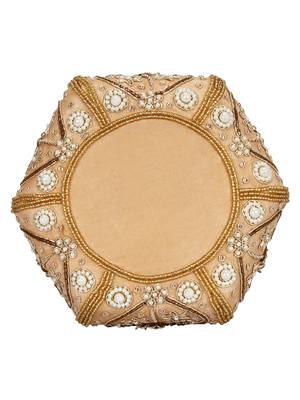 Anekaant Lotus Artsilk Party Potli Bag Gold 5