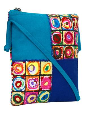 Anekaant Classy Blue Cotton Sling bag 2
