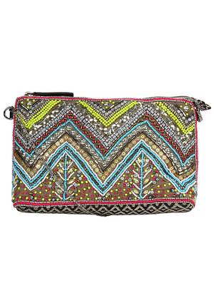Anekaant Diamondus Multicoloured Beaded Cotton Sling bag 1
