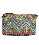 Anekaant Diamondus Multicoloured Beaded Cotton Sling bag