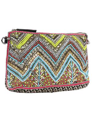 Anekaant Diamondus Multicoloured Beaded Cotton Sling bag 2