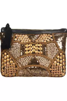 Anekaant Giltzy Gold Coinwork Cotton Sling bag