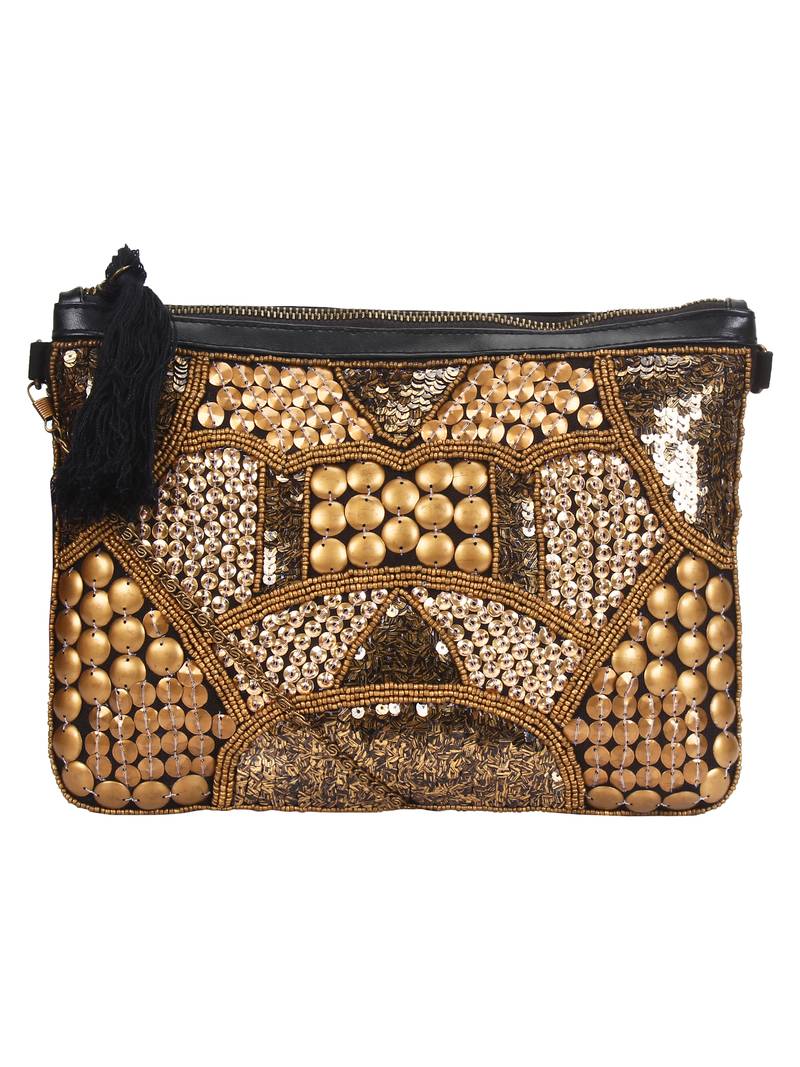 Anekaant Giltzy Gold Coinwork Cotton Sling bag