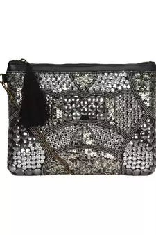 Anekaant Giltzy Silver Coinwork Cotton Sling bag